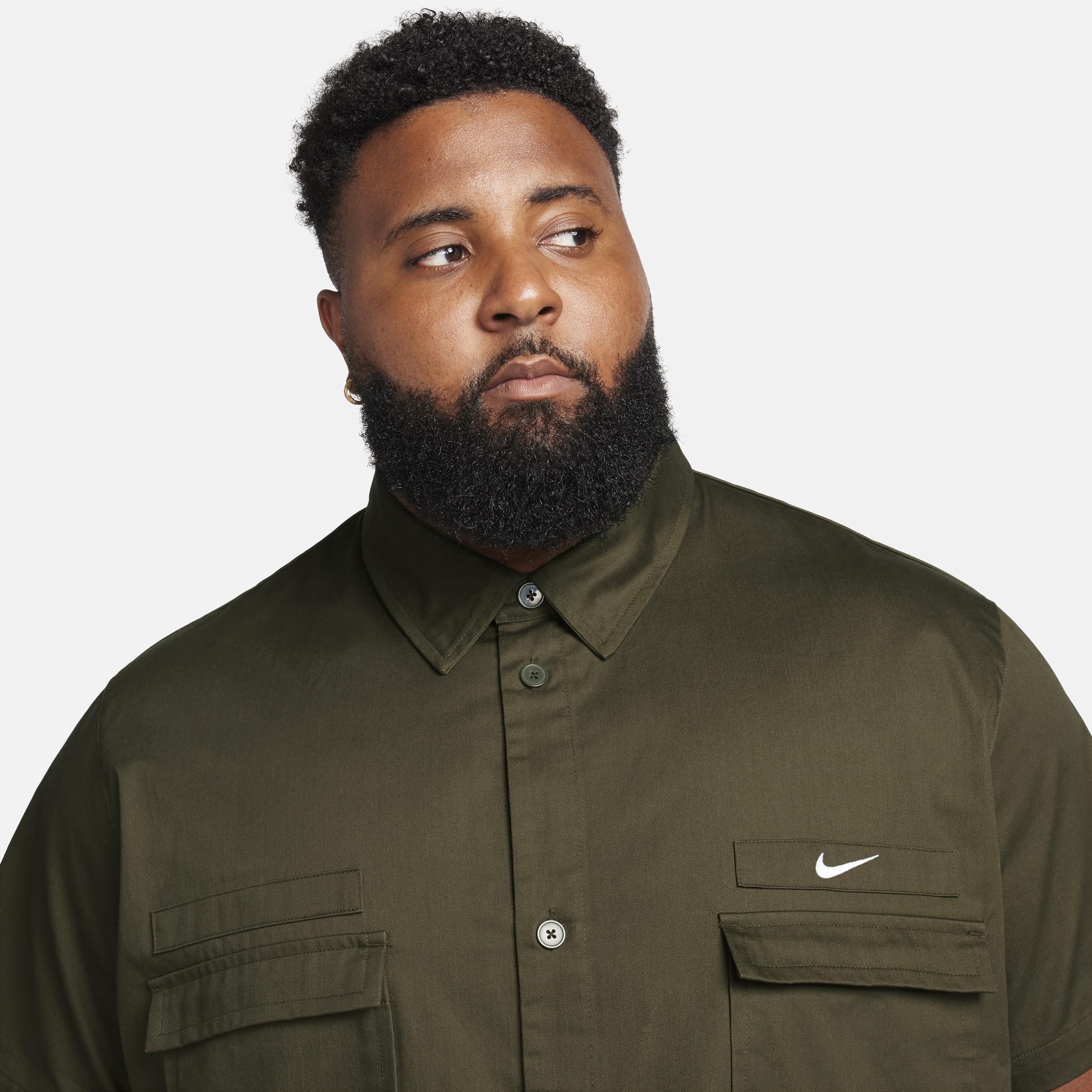 Nike Mens Life Woven Military Short-Sleeve Button-Down Shirt Product Image