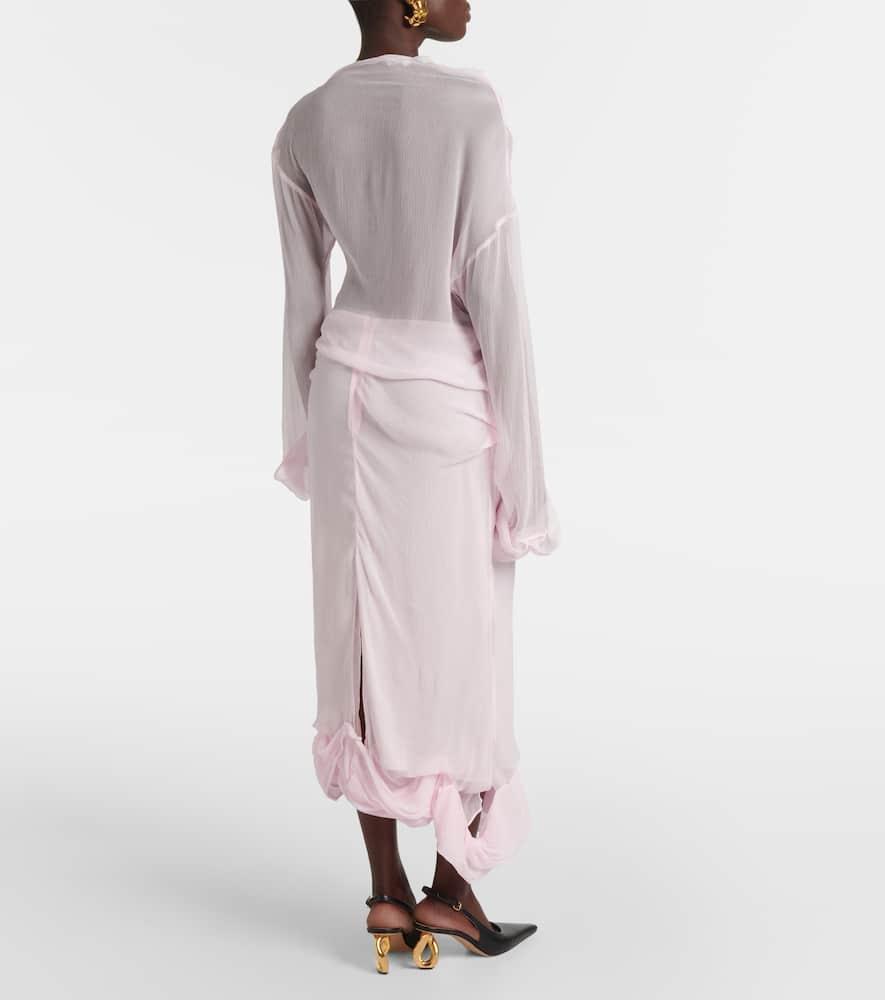 JW ANDERSON Asymmetric Sheer Draped Blouse In Pink Product Image