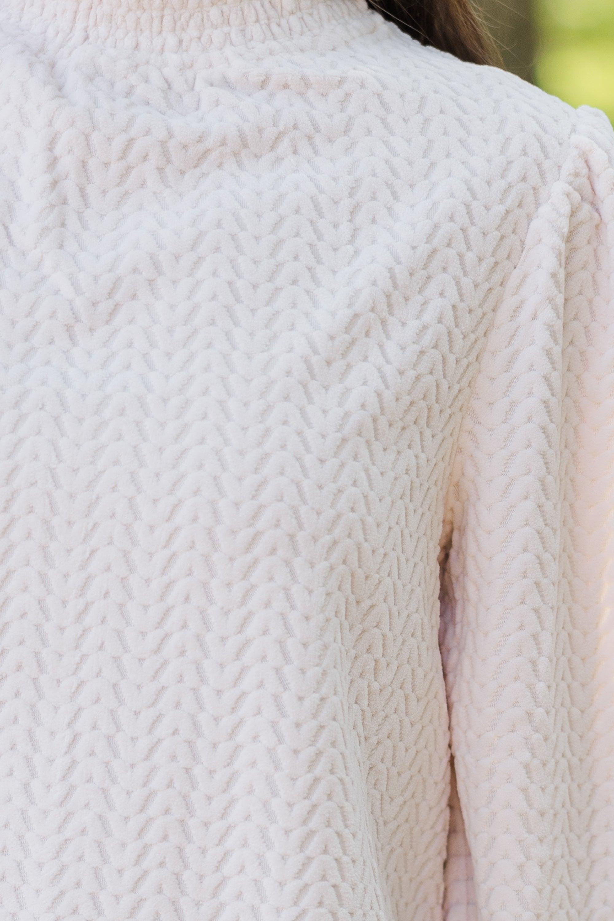 Make It Clear Ivory Textured Knit Blouse Female Product Image