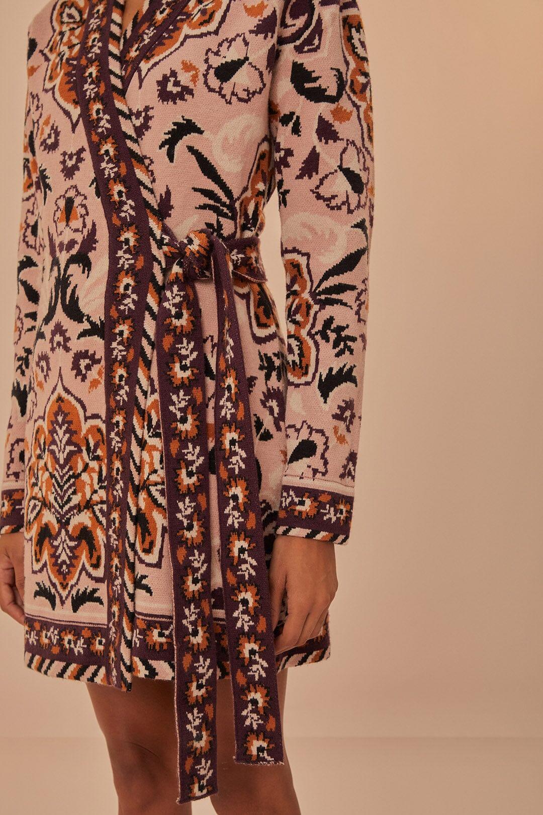 Glam Tapestry Knit Wrap Dress, GLAM TAPESTRY BURGUNDY / L Product Image