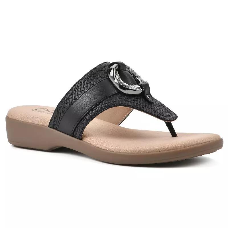 Cliffs by White Mountain Benedict Women's Thong Sandals, Size: 8, Blue Woven Product Image
