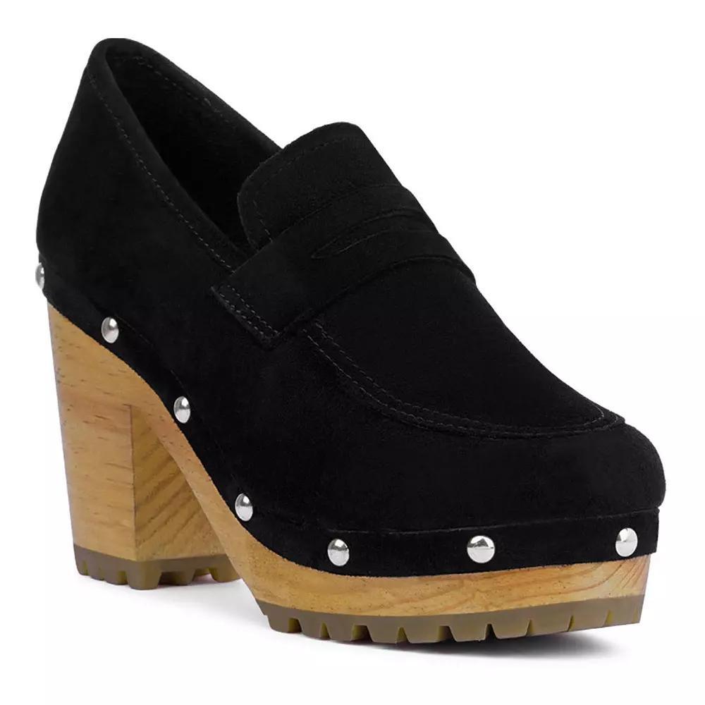 Rag & Co Osage Women's Suede Heeled Clogs, Size: 7, Black Product Image