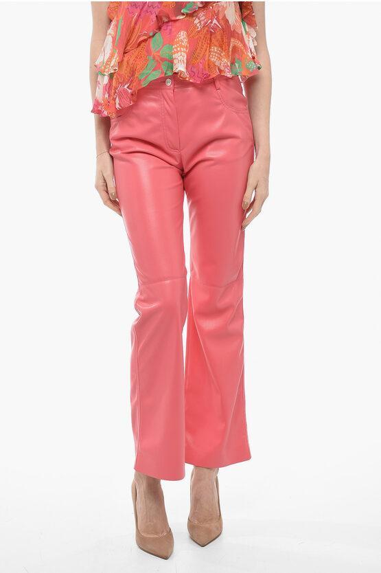 MSGM 5 Pocket Straight Fit Eco-leather Pants In Pink Product Image