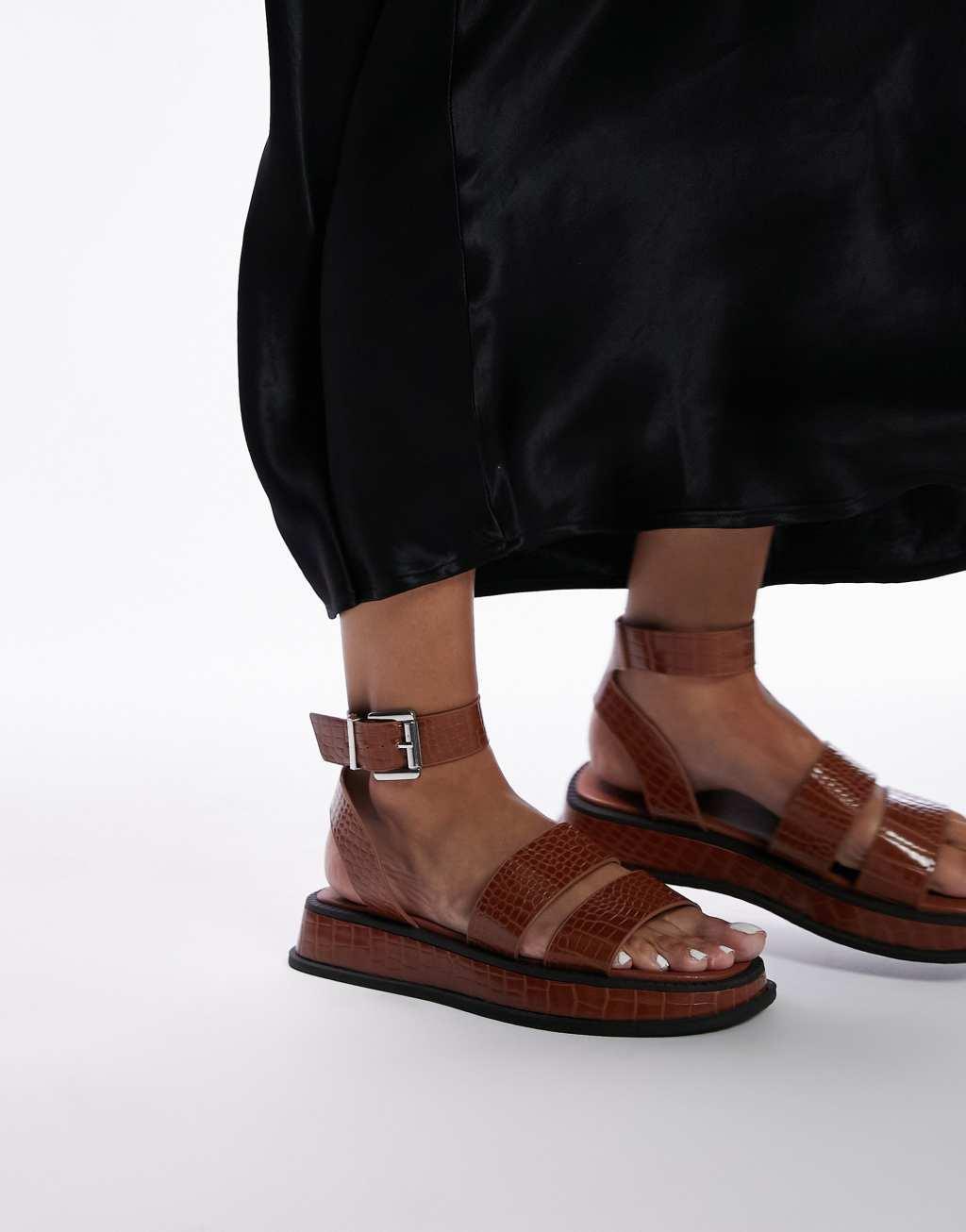 Topshop Wide Fit Grace sandal with buckle detail Product Image