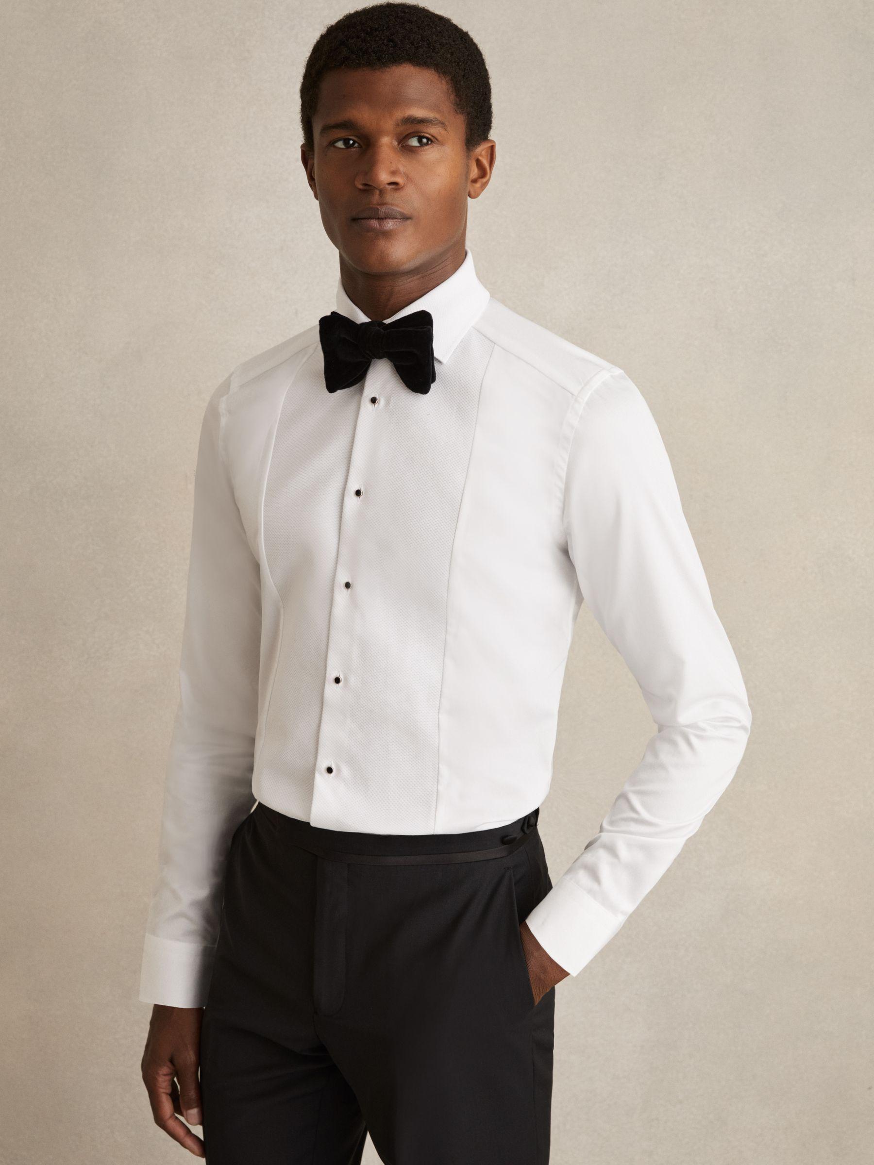 Slim Fit Cotton Marcella Tuxedo Shirt in White Product Image
