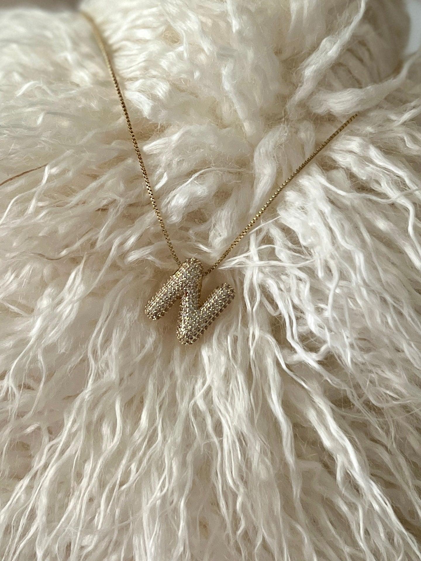 Rhinestone Bubble Letter Necklace Product Image