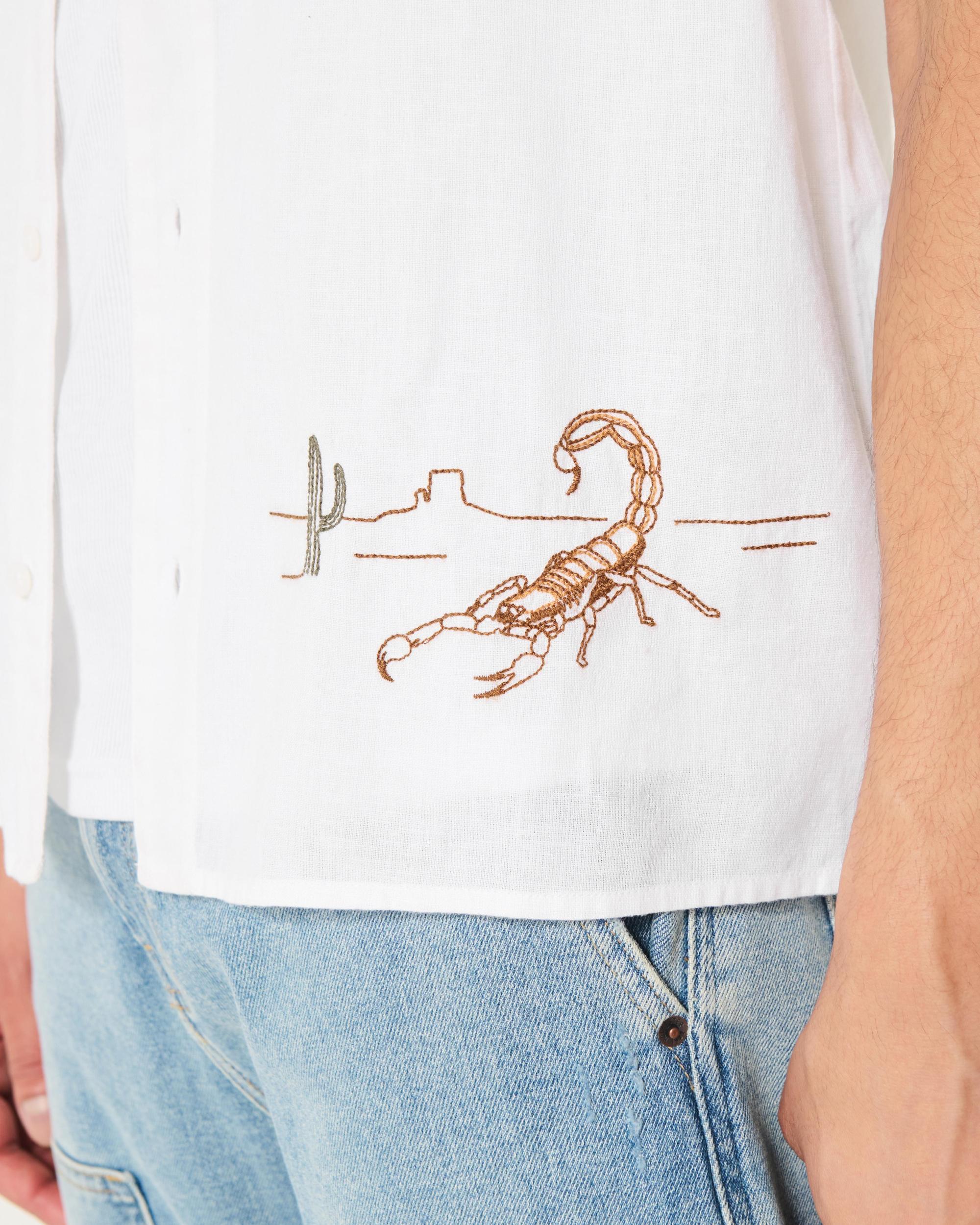 Relaxed Short-Sleeve Embroidered Western Graphic Shirt Product Image