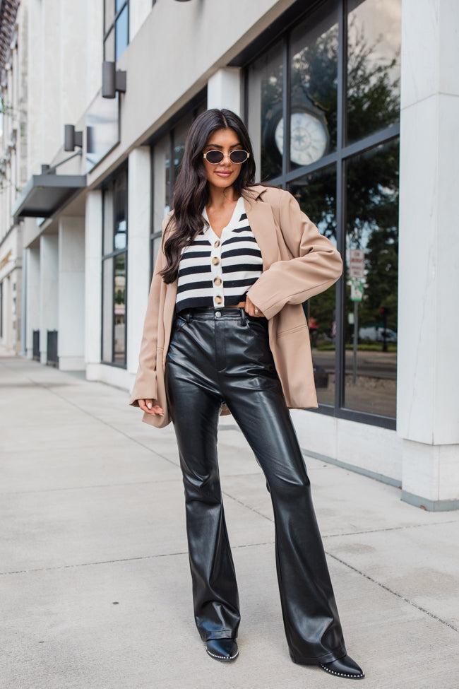 Forevermore Black Faux Leather Flare Pants FINAL SALE Product Image