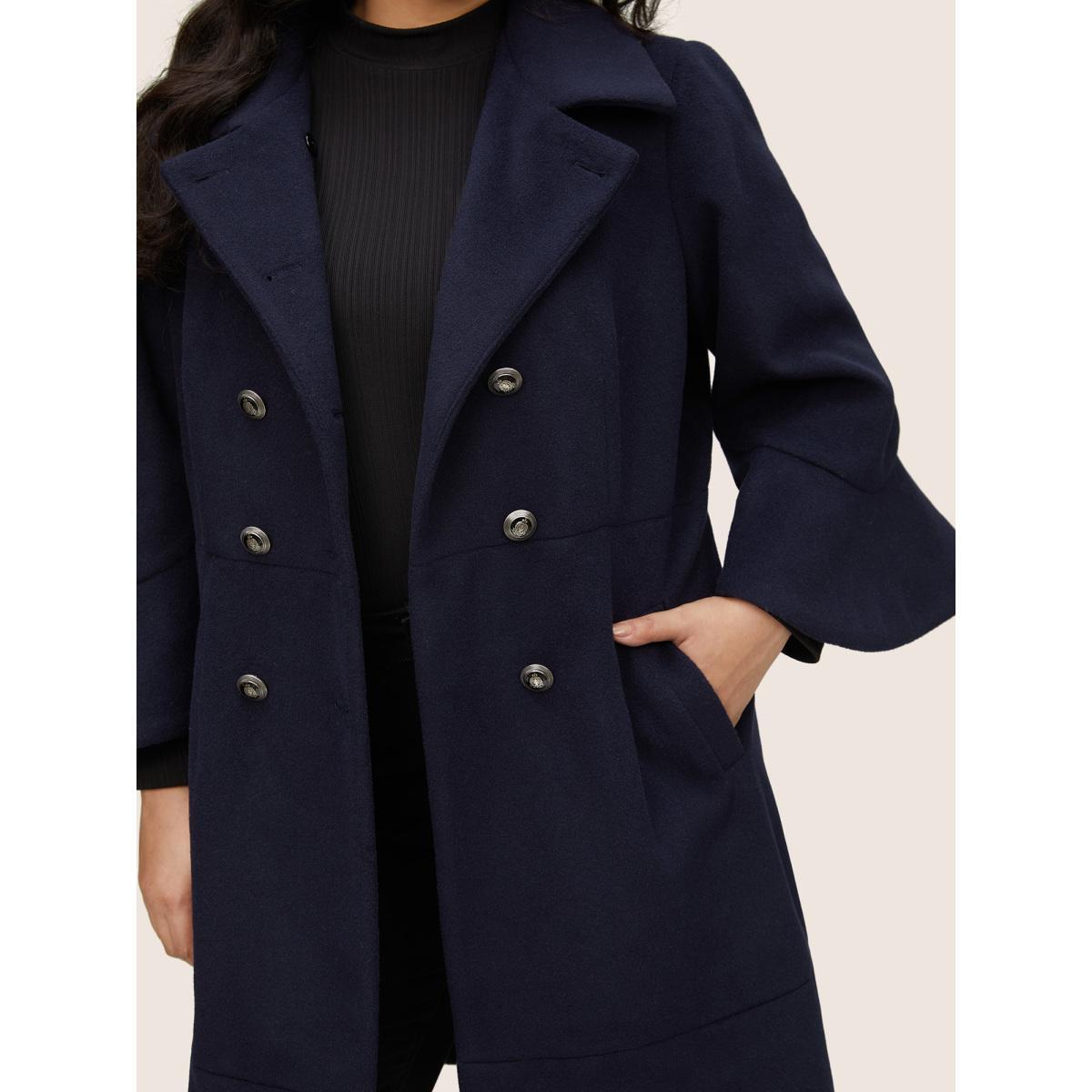 Plus Size Plain Double Breasted Asymmetrical Sleeve Coat Women Midnight Casual Lined Ladies Dailywear Winter Coats BloomChic 22-24/3X Product Image