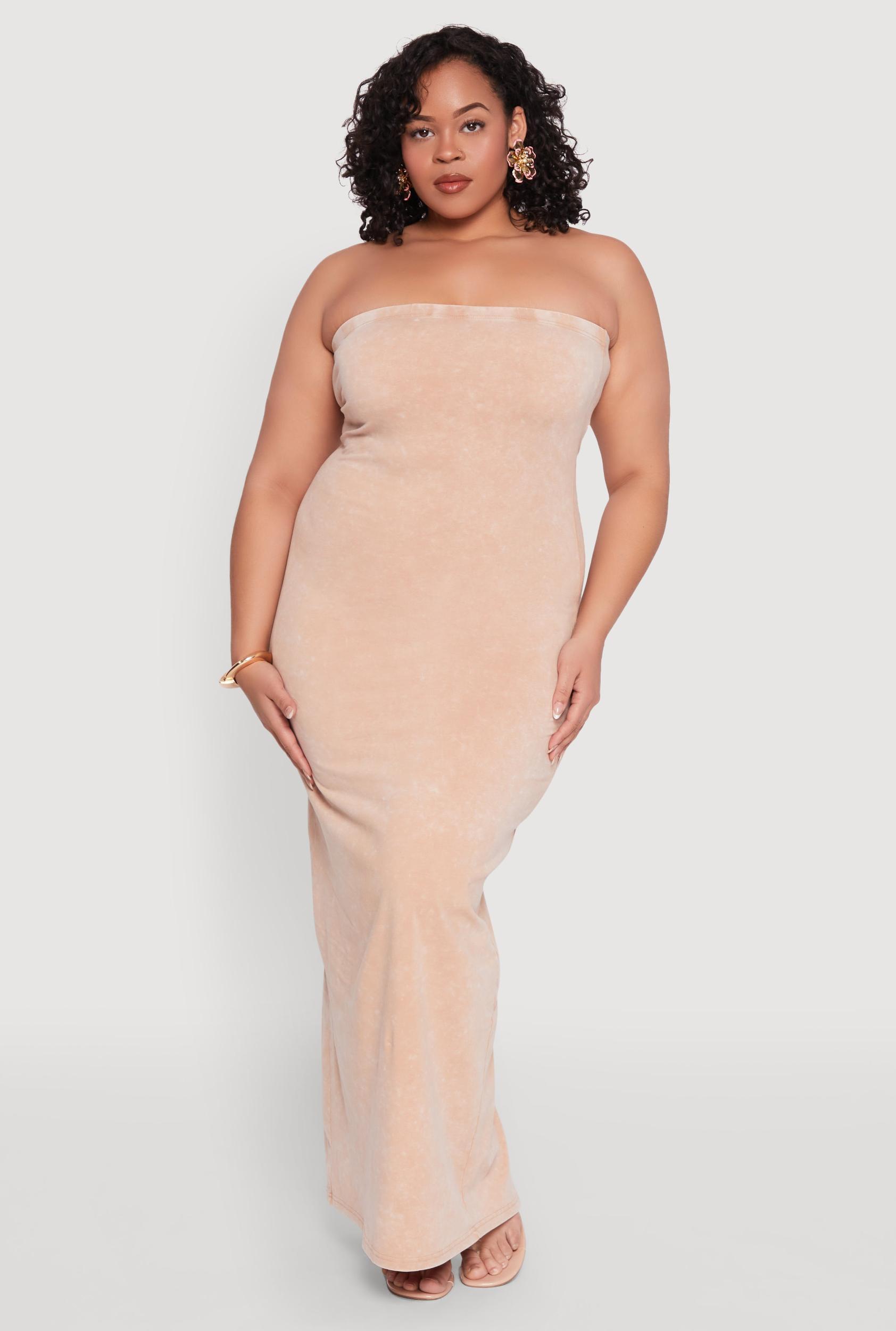 Womens Plus Size Daisy Mineral Wash Maxi Tube Dress Product Image