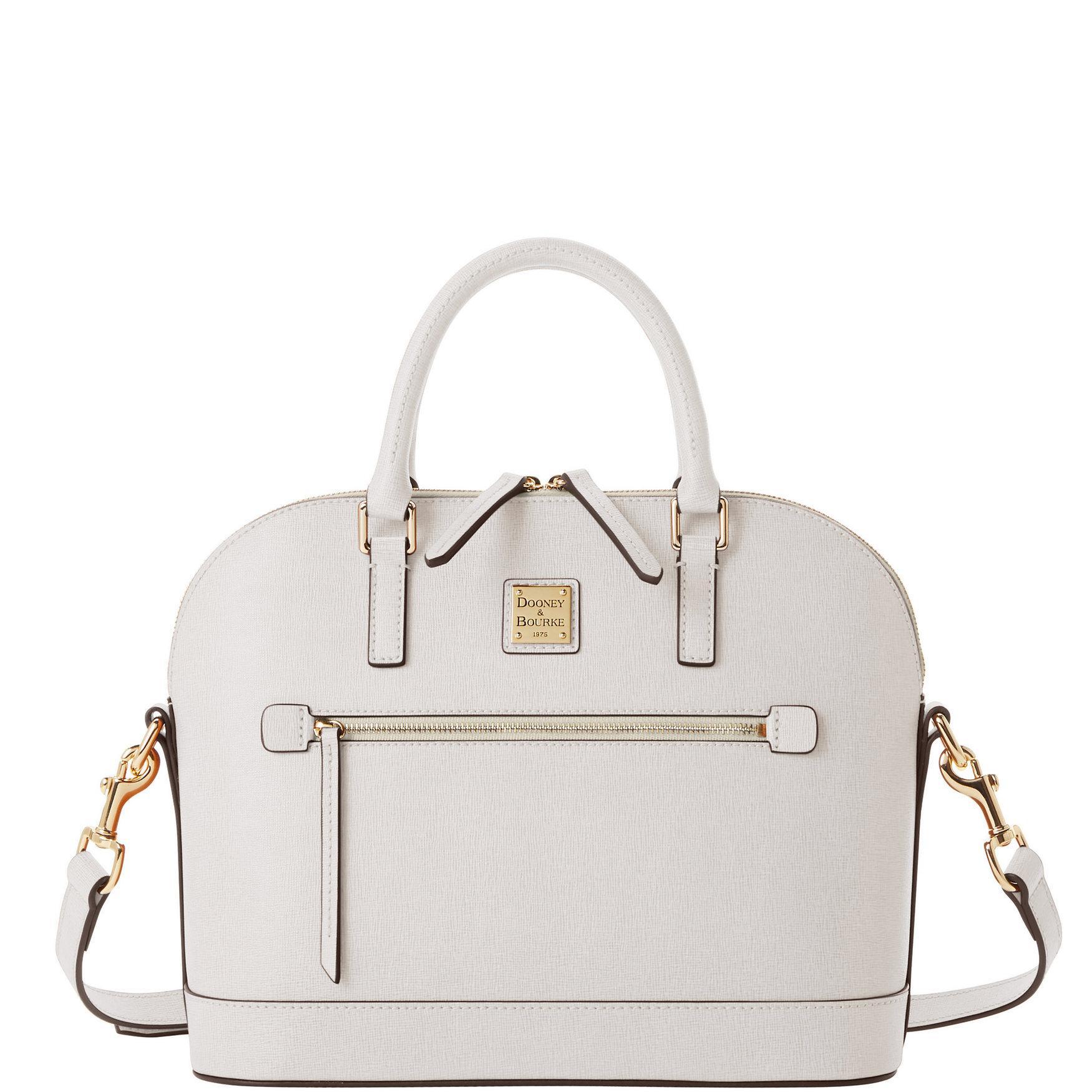 Dooney & Bourke Womens Saffiano Domed Zip Leather Satchel Bag in Ivy Product Image