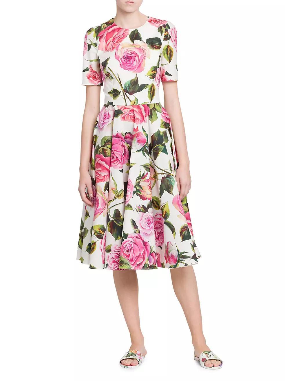 Pink Roses Cotton Dress Product Image