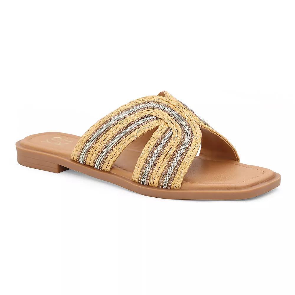 Yoki Suzana-15 Women's Beaded H-Band Upper Flat Square Toe Sandals, Size: 10 Medium, Gold Product Image
