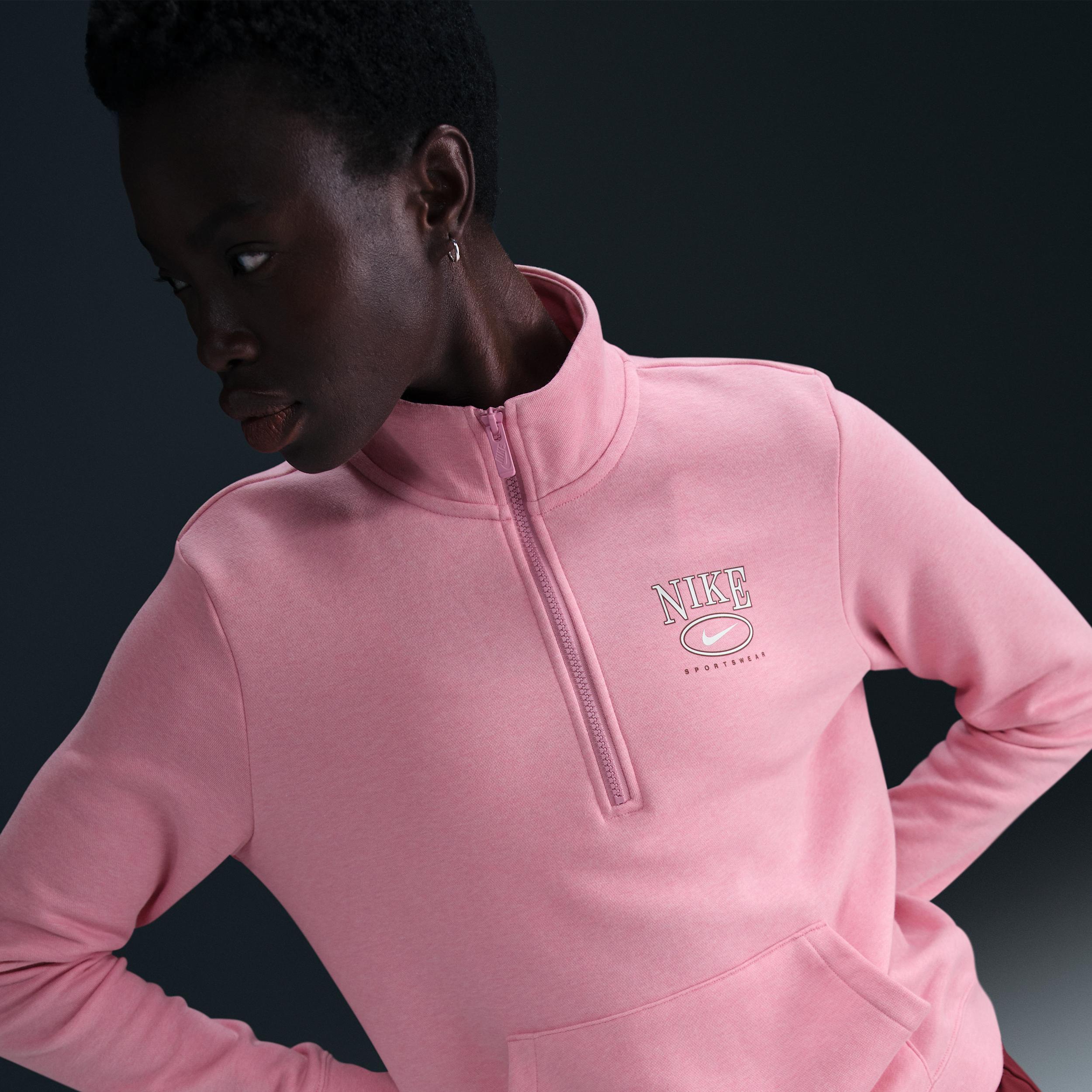 Nike Sportswear Club Fleece Women's Mock-Neck 1/2-Zip Graphic Top Product Image