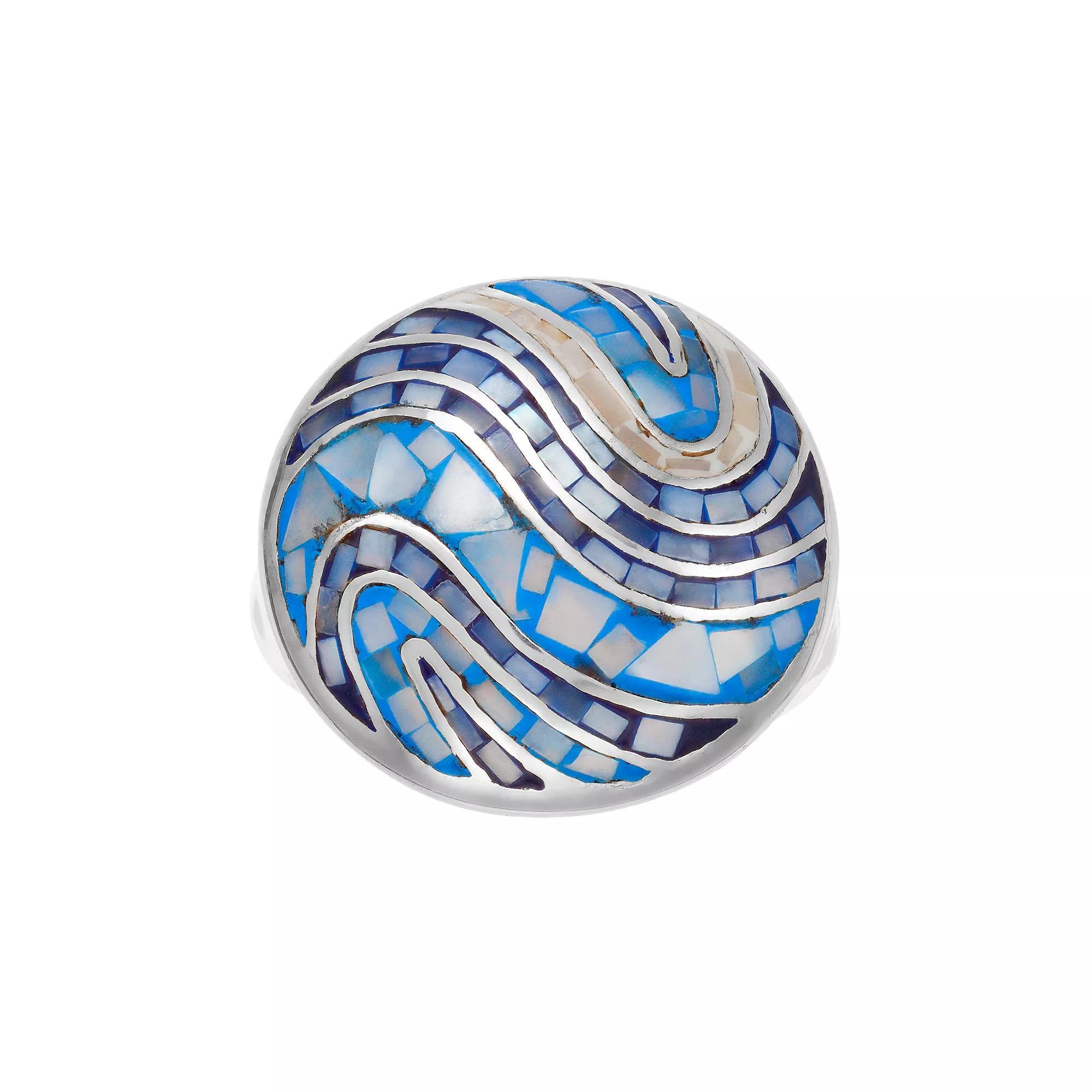 Sterling Silver Mosaic Shell Ring, Women's, Size: 8 Product Image