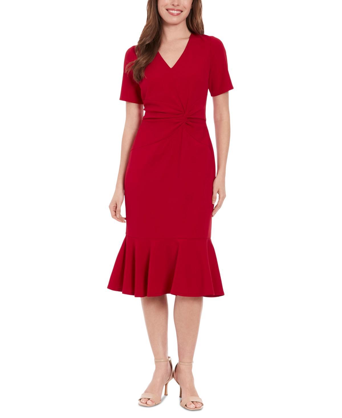 Women's London Times Flounce Midi Twist Dress, Size: 10, Blue Atoll Product Image