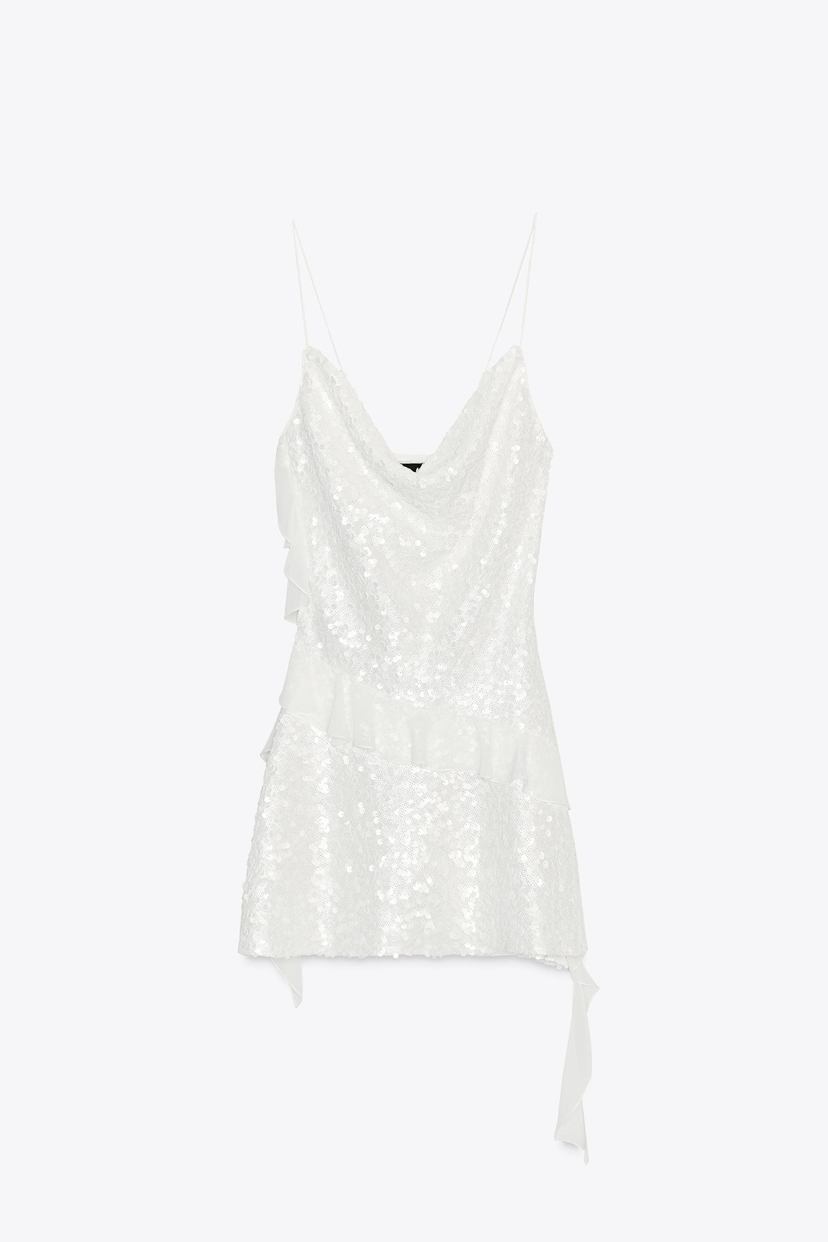 SEQUIN RUFFLE MINI DRESS Product Image