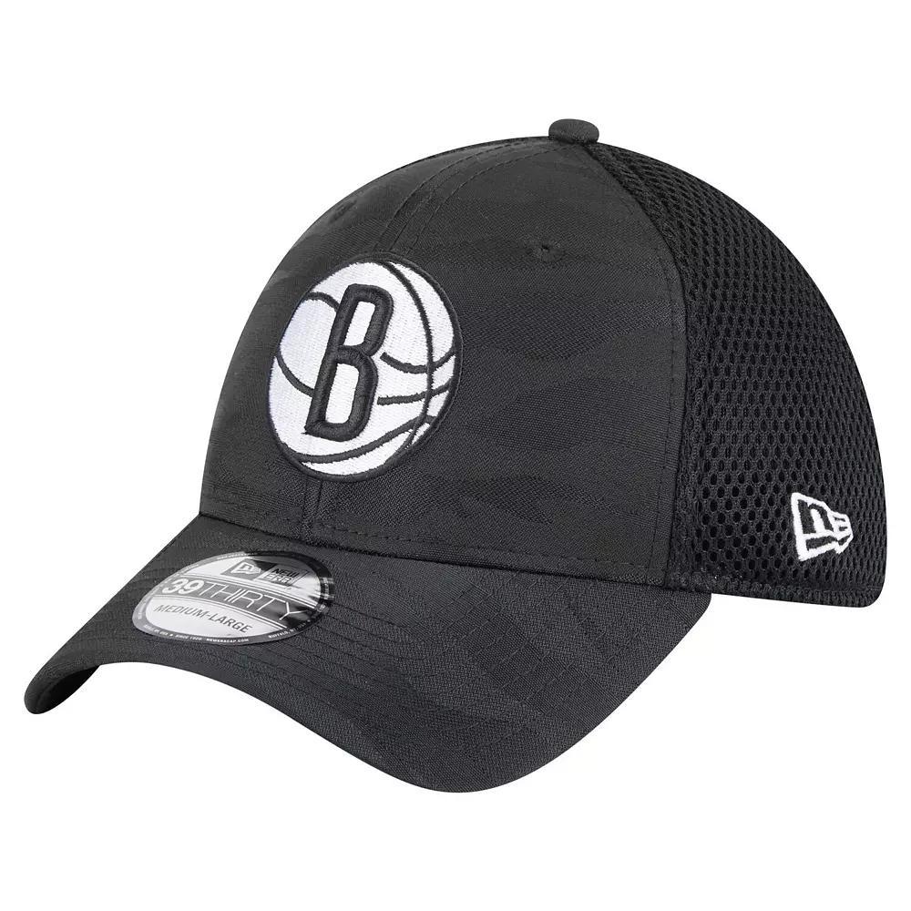 Men's New Era  Black Brooklyn Nets Subtle Camo 39THIRTY Flex Hat, Size: Small/Medium Product Image