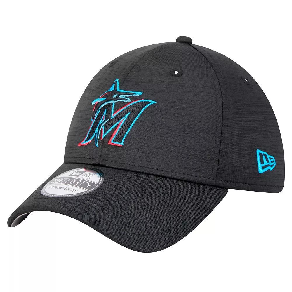 Men's New Era Black Miami Marlins Tech 39THIRTY Flex Hat, Size: Small/Medium Product Image
