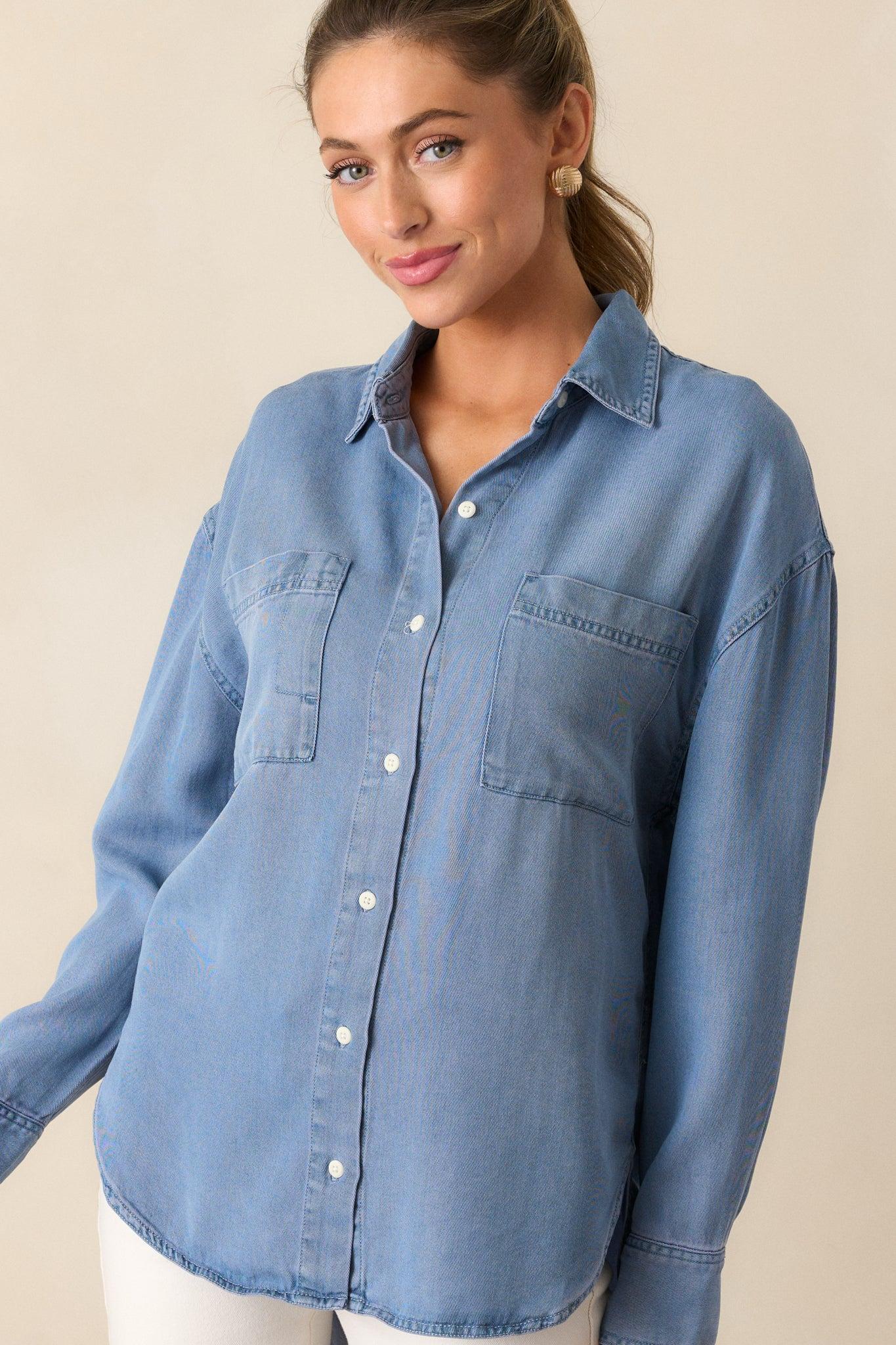 Z Supply Colbie Sun Bleached Chambray Top Product Image
