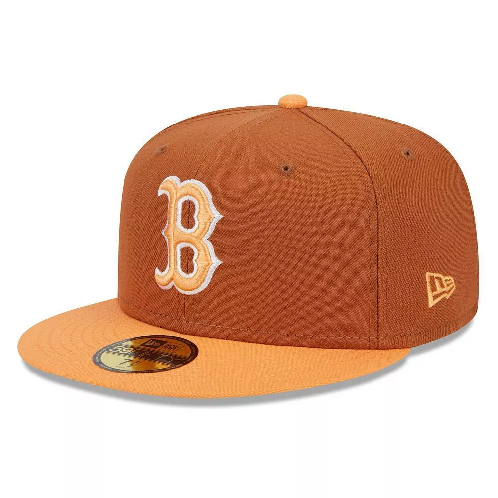 Men's New Era Brown/Orange Boston Red Sox Spring Color Basic Two-Tone 59FIFTY Fitted Hat, Size: 7 7/8 Product Image