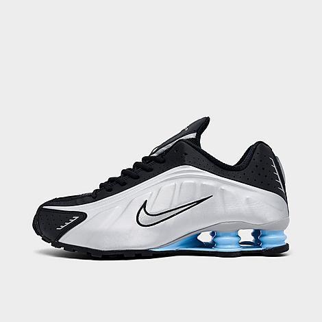 Nike Mens Shox R4 Casual Shoes in Metallic Silver/Black/Psychic Blue Product Image
