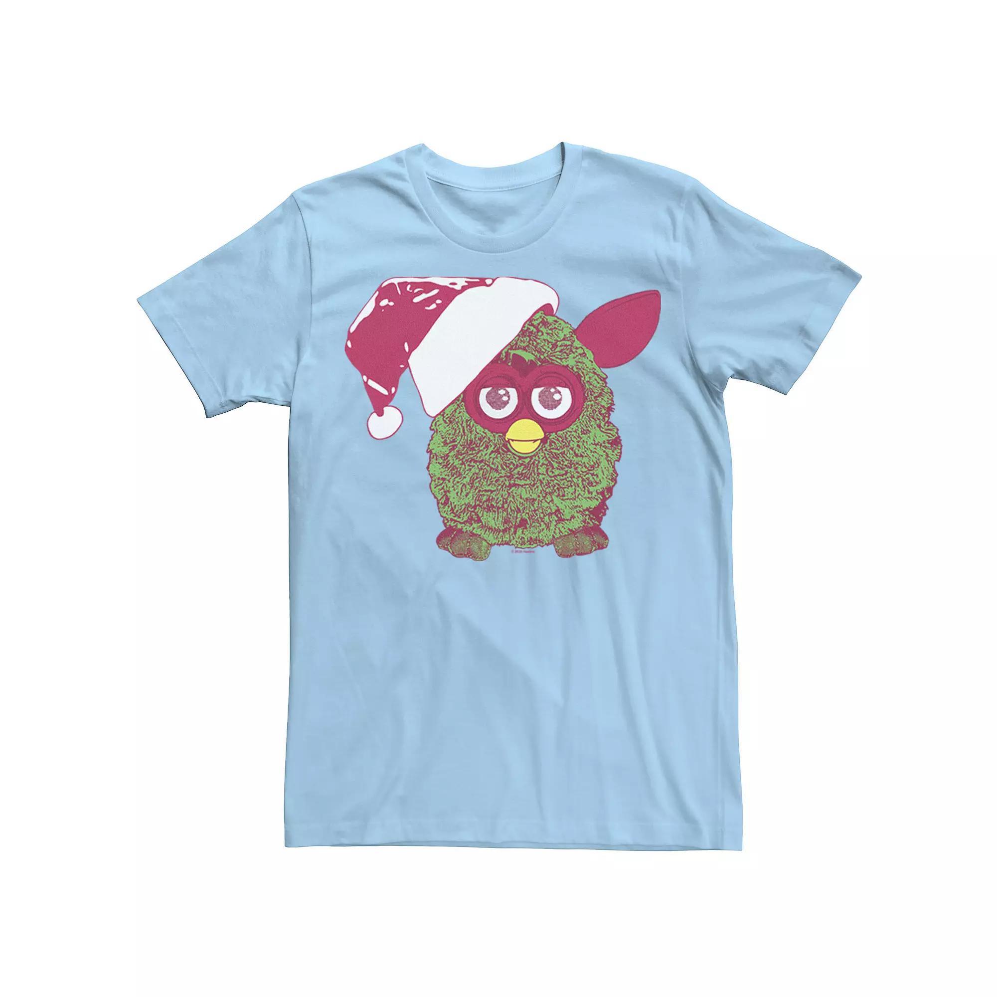 Men's Furby Christmas Santa Hat Portrait Tee, Size: XXL, Light Blue Product Image