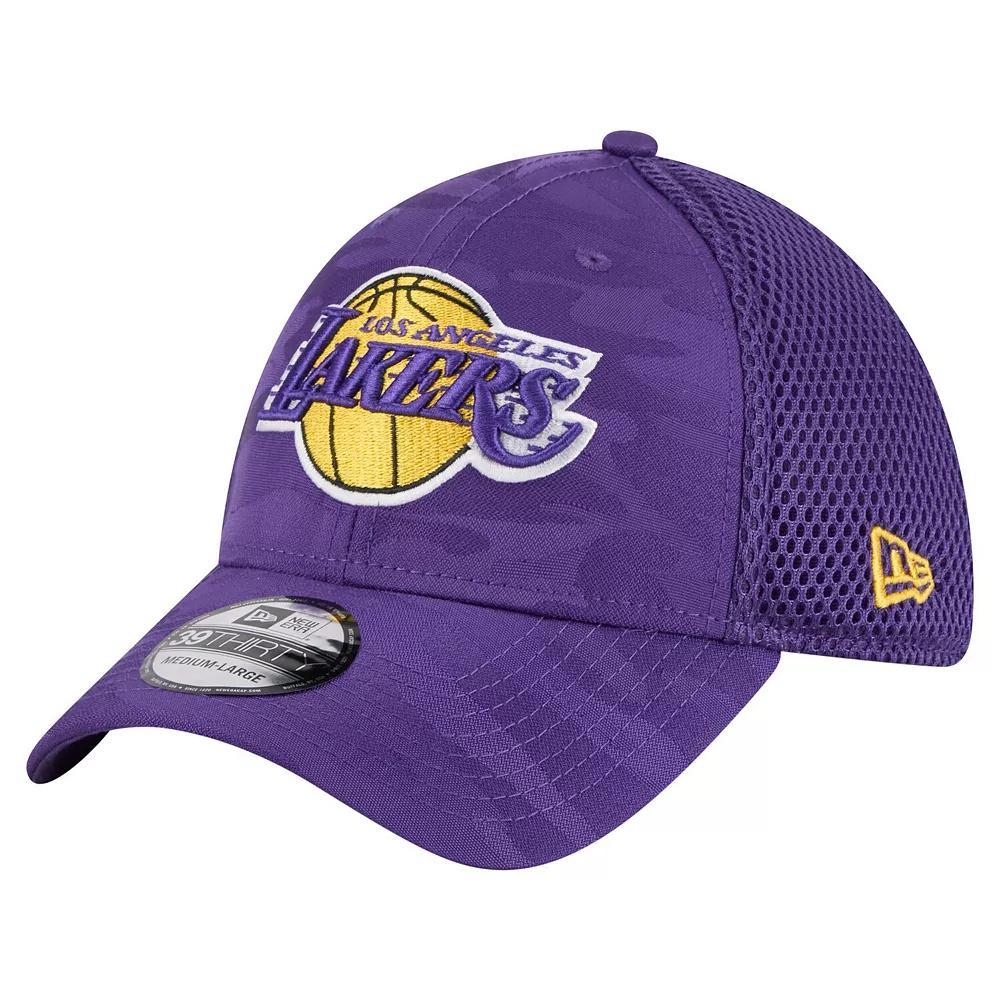 Men's New Era  Purple Los Angeles Lakers Subtle Camo 39THIRTY Flex Hat, Size: Small/Medium Product Image