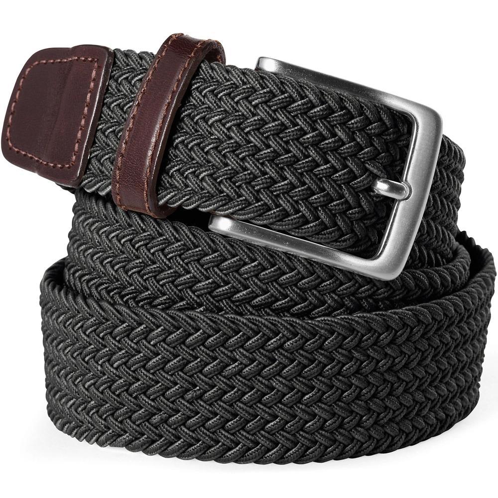 Mens Lands End Elastic Braid Leather Trim Belt Product Image