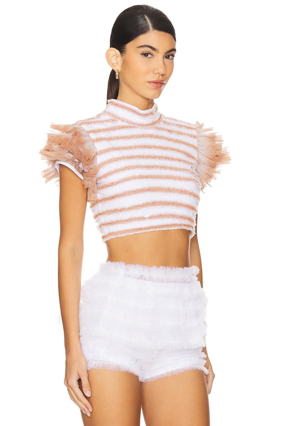 Shirred Top With Puff Sleeves Susan Fang Product Image