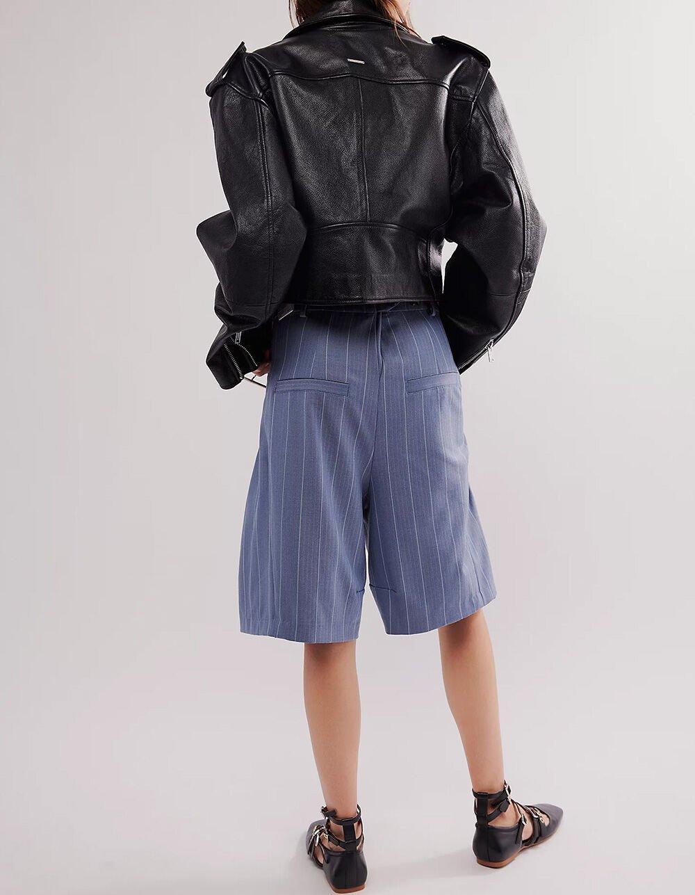 FREE PEOPLE Something About You Womens Trouser Shorts - BLUE COMBO Product Image