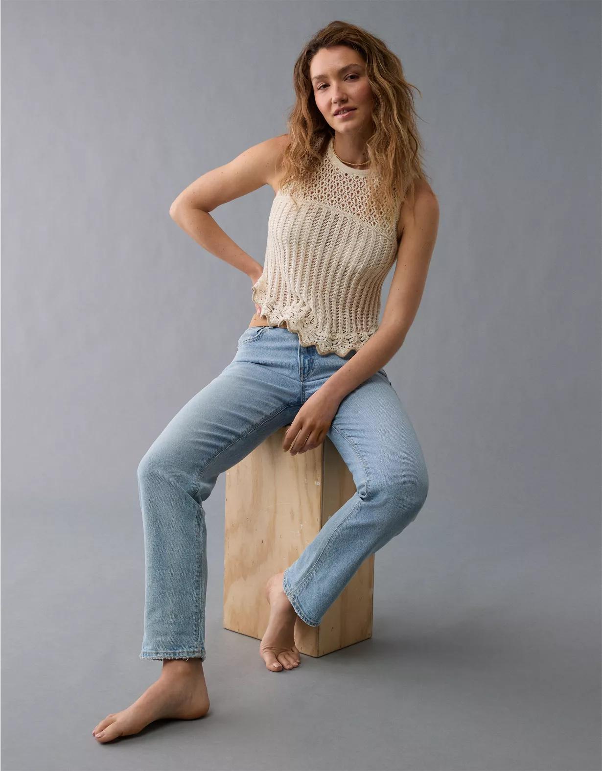 AE Mixed Stitch Sweater Tank Top Product Image
