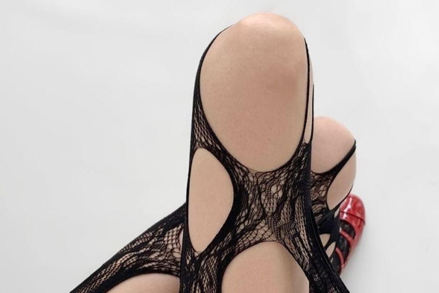 Plain Cutout Fishnet Tights Product Image