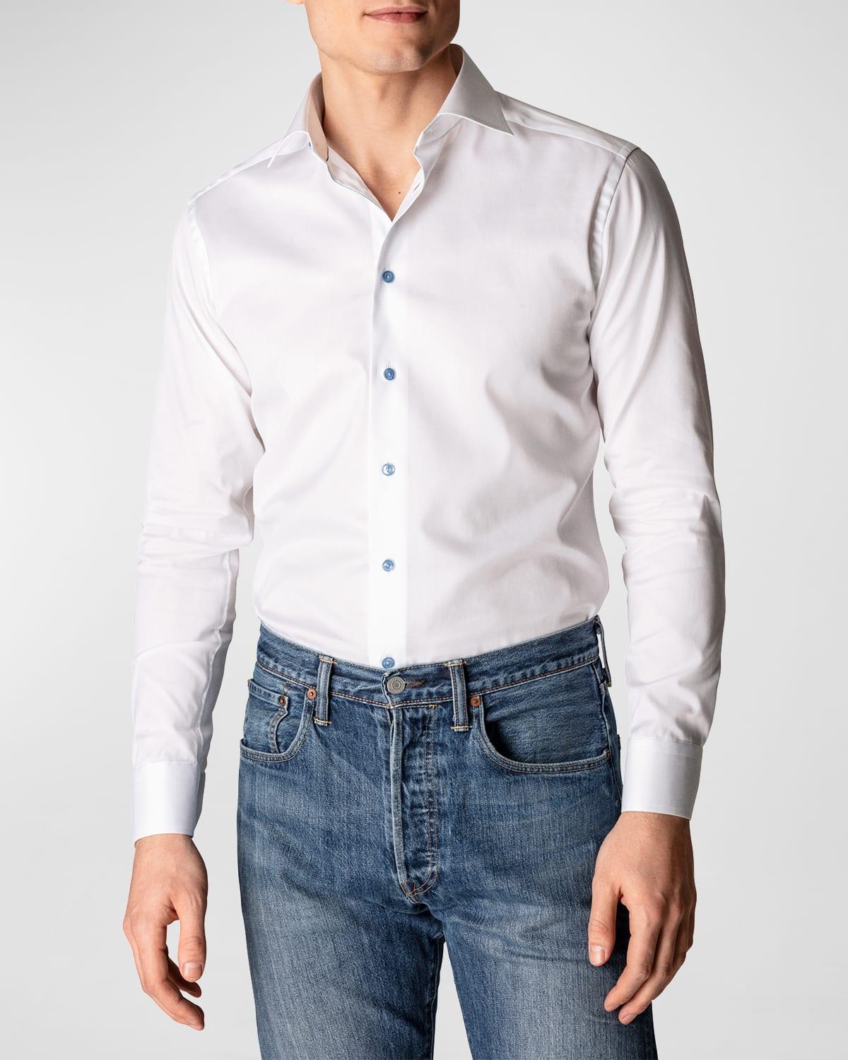 Eton Contemporary Fit Contrast Blue Button Shirt Product Image