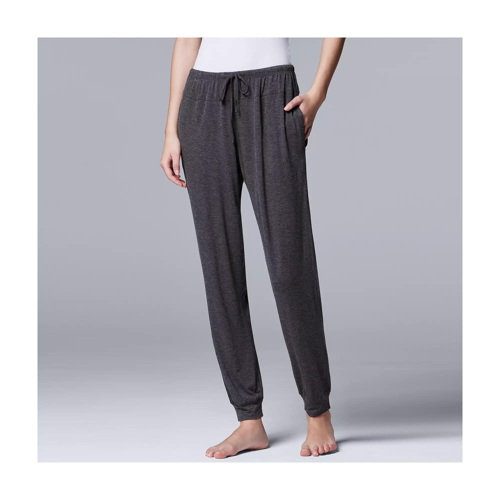 Women's Simply Vera Vera Wang Basic Luxury Banded Bottom Pajama Pants, Size: XXL, Grey Gray Product Image