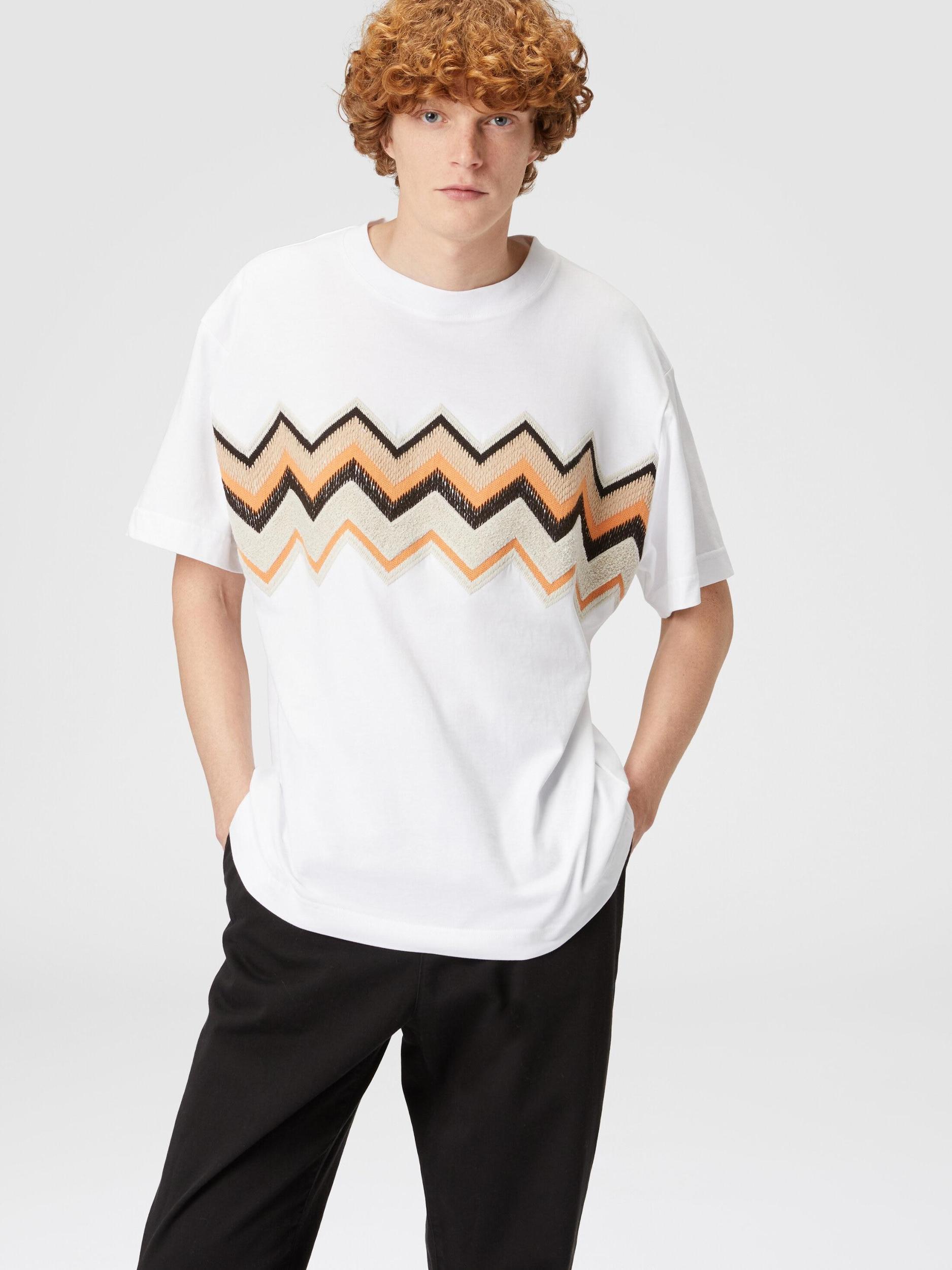 Cotton jersey T-shirt with zig zag embroidery Product Image