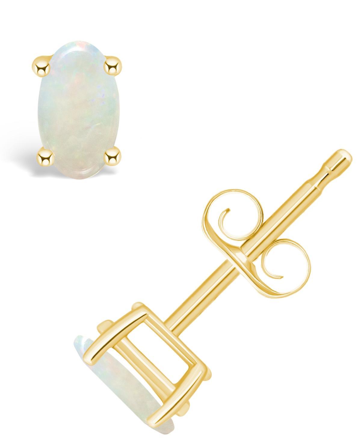 14k White Gold Oval Birthstone Stud Earrings, Women's, White Topaz Apr Product Image