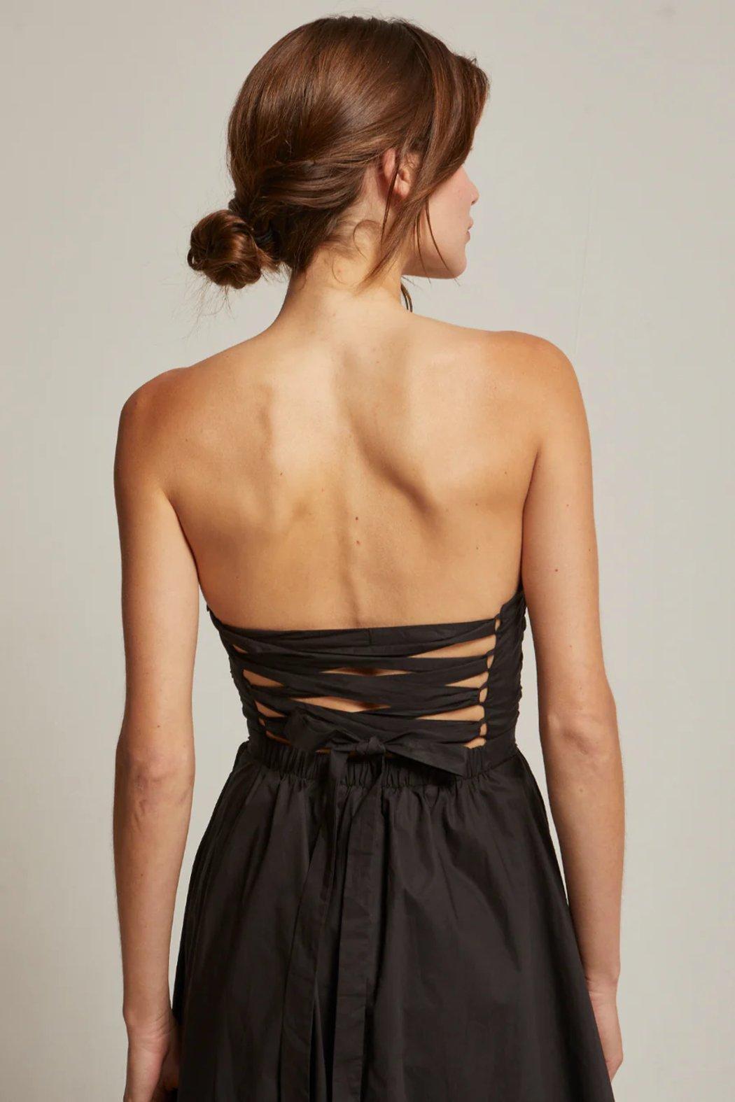 Kate Lace Up Back Poplin Midi Dress Product Image