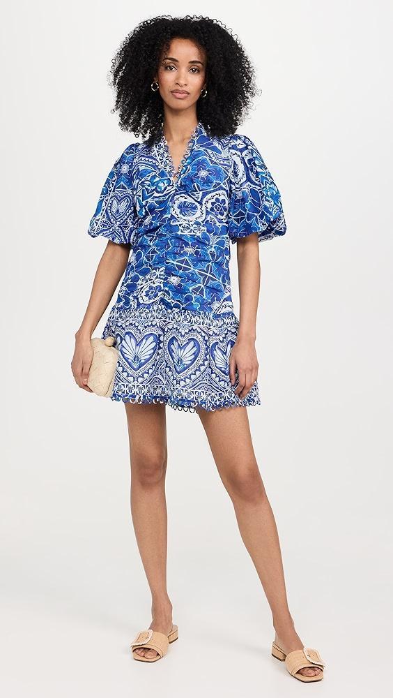 FARM Rio Tile Dream Multicolor V Neckline Short Sleeve Mini Dress | Shopbop Product Image