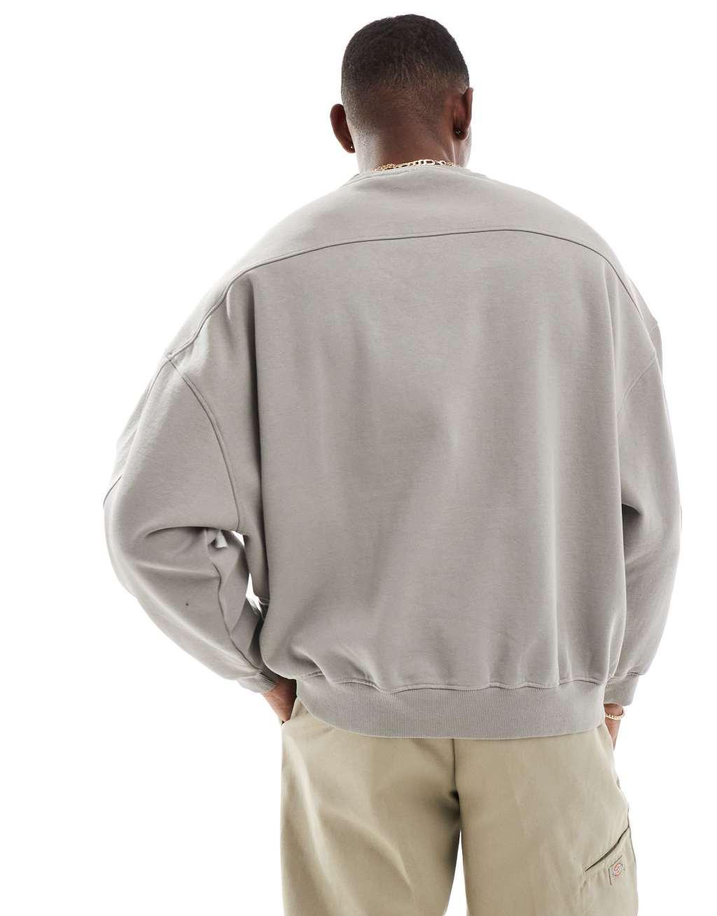 Pull&Bear STWD sweatshirt in light gray Product Image