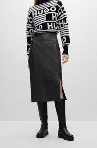Hugo Boss Lumilli Leather Pencil Skirt Product Image