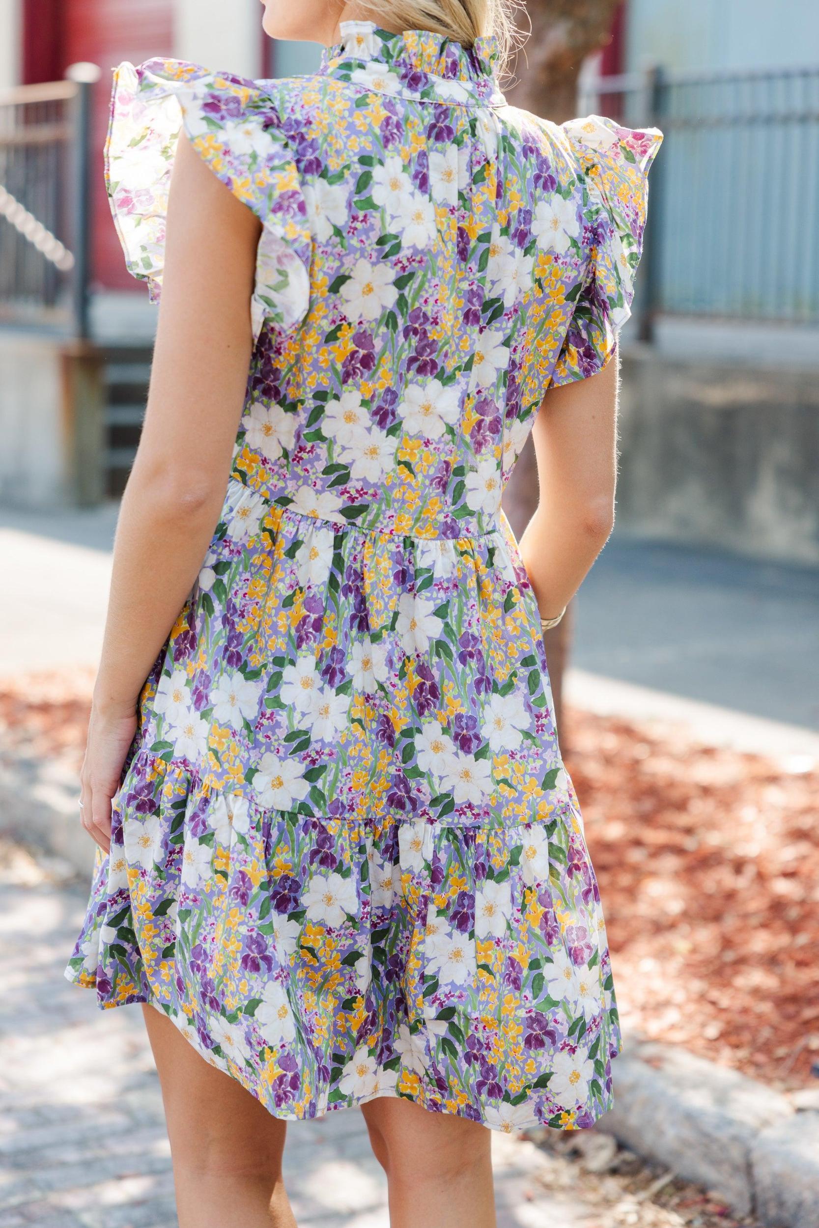 Join The Conversation Lilac Purple Floral Dress Female Product Image