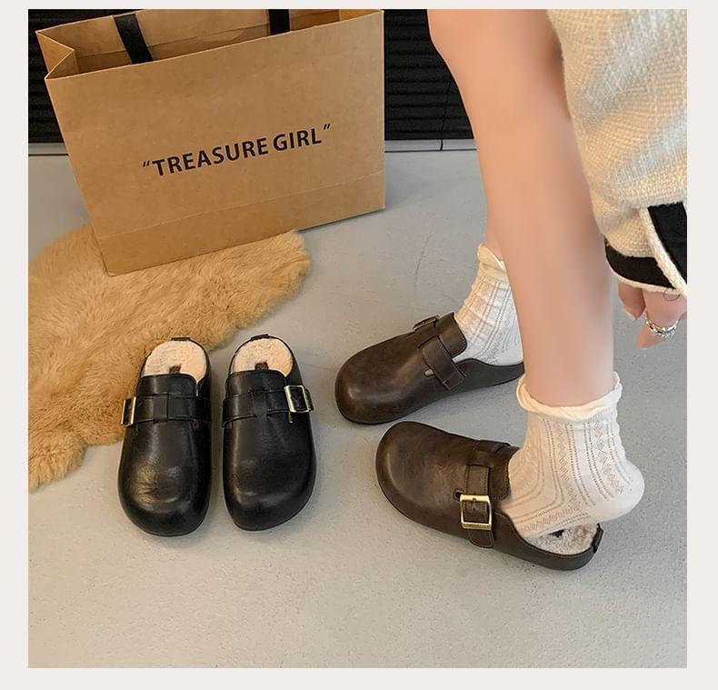 Buckled Fleece-Lined Mules Product Image