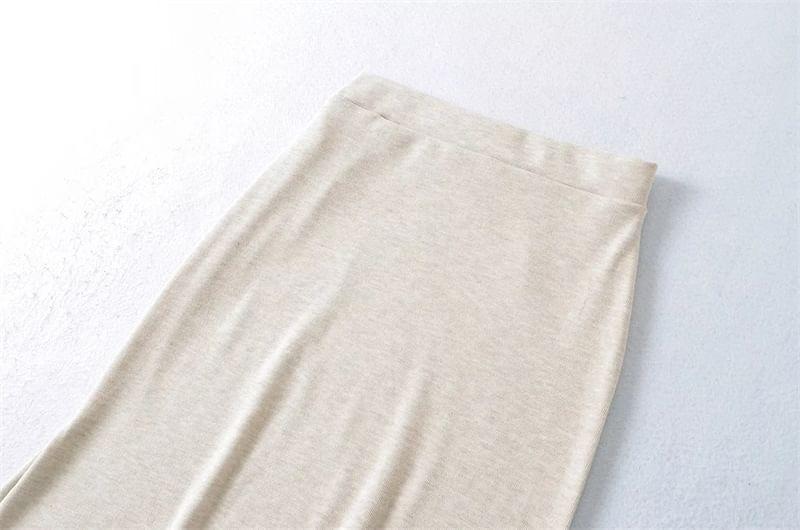 High Waist Plain Maxi Fishtail Skirt Product Image
