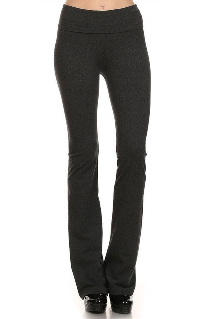 Solid Foldover Waist Bootcut Yoga Pants Product Image