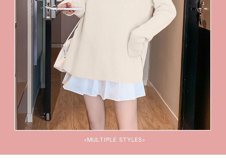 Maternity Mock Neck Plain Sweater Product Image