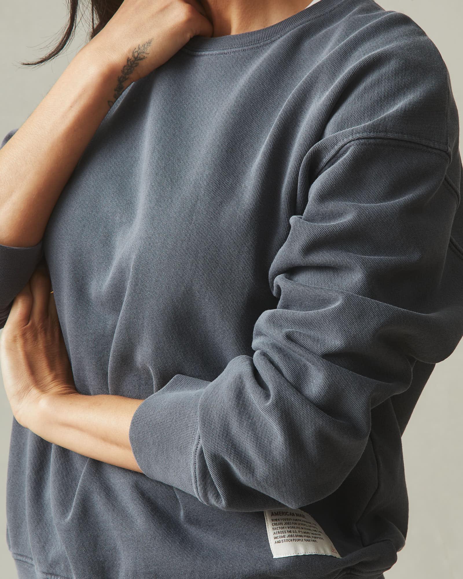Women's Vintage Wash Relaxed French Terry Crew - Metropolitan Grey Product Image