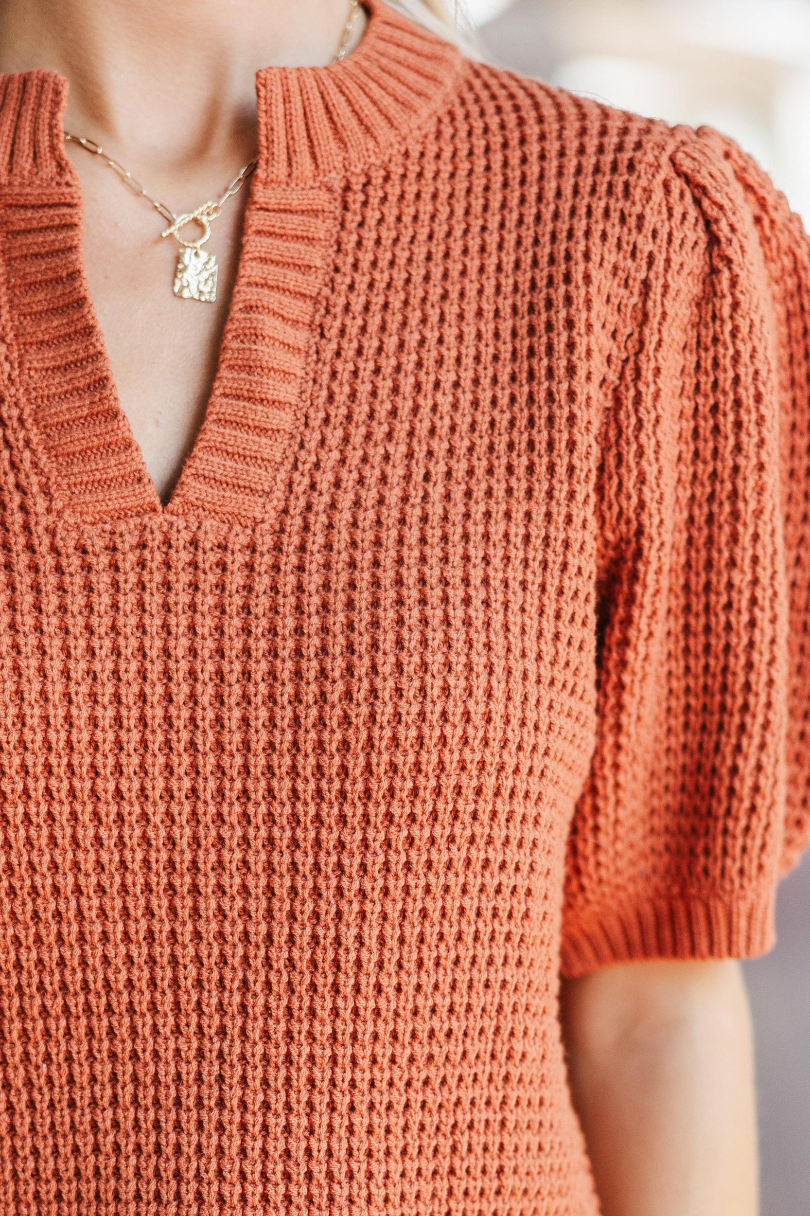 Best Of You Rust Orange Short Sleeve Sweater Female Product Image