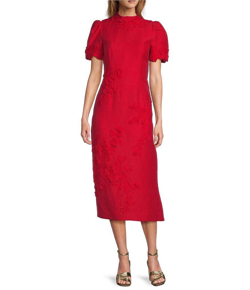 Antonio Melani Willow Floral Applique Mock Neck Short Sleeve Midi Dress Product Image