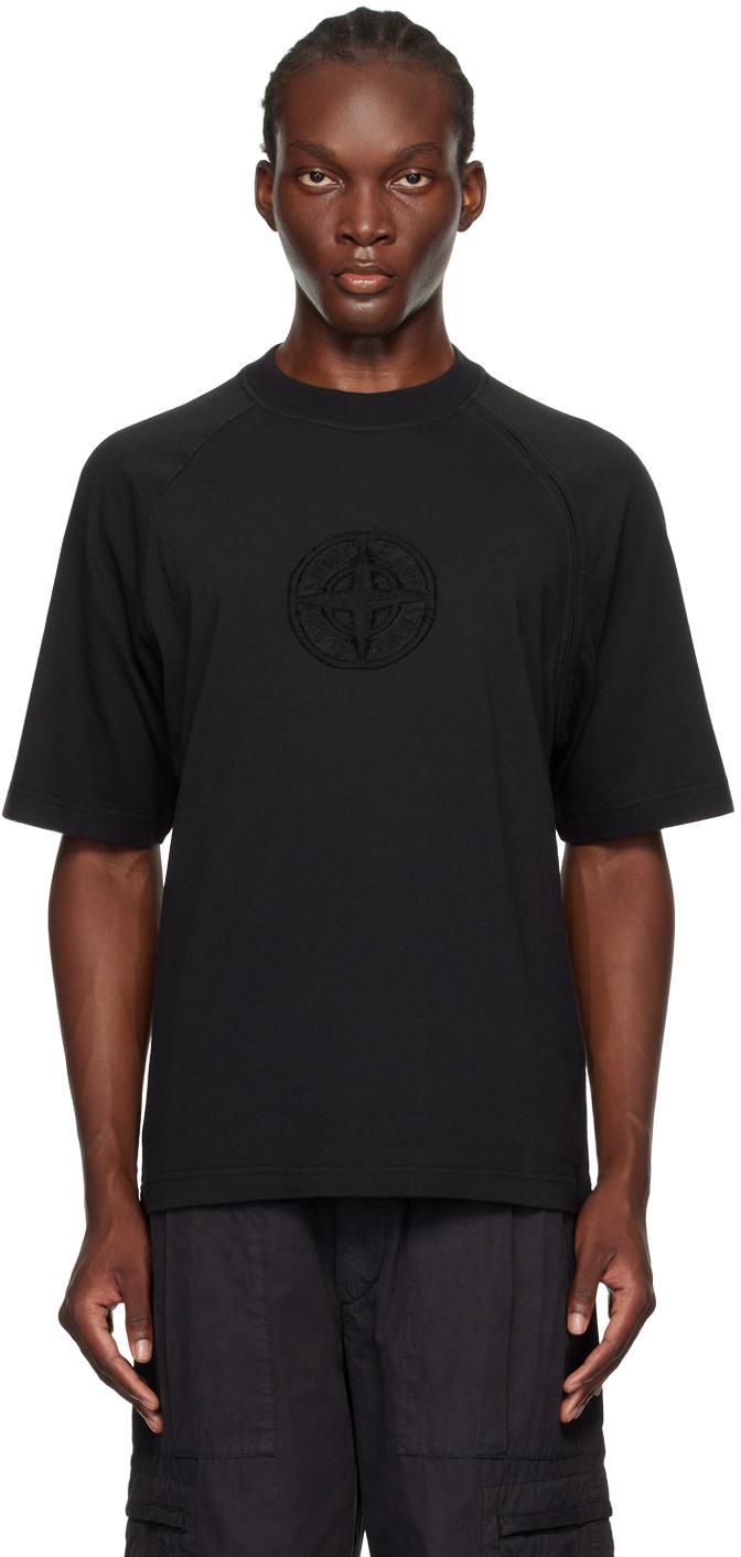STONE ISLAND Black Organic Cotton T-shirt Product Image